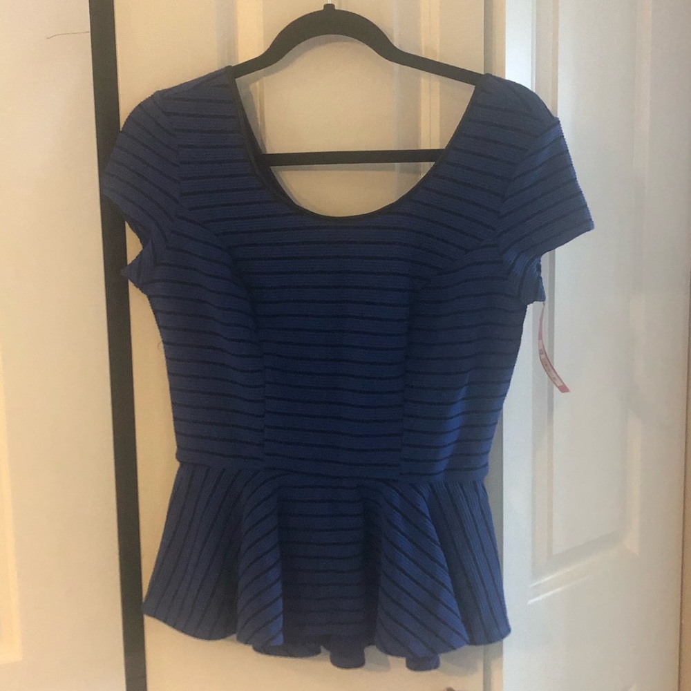 Black and Blue Stripped Peplum Top